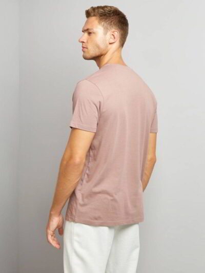 Close-up of a custom printed tee. Notice the smooth cotton blend, vibrant colors, & precise stitching. Short sleeve, crew nec