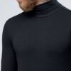 Close-up of custom t-shirts, smooth knit fabric, reinforced stitching at collar. Company uniform, heathered grey, short sleev
