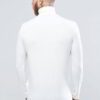 Close-up of custom t-shirts, smooth knit fabric, reinforced stitching at collar. Company uniform, heathered grey, short sleev