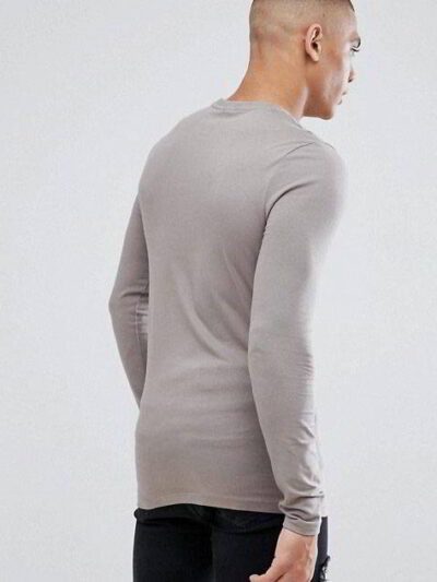 Close-up of a soft, heather grey t-shirt. Notice the fine stitching and comfortable feel. Perfect blank canvas for custom des