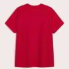Close-up of a custom text t-shirt. Notice smooth fabric, reinforced stitching. Short sleeve, solid color. Ready for your desi