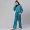 Women's tracksuit set: close-up showing soft, heather gray fabric, elastic waistband joggers, and neat stitching. Athleisure