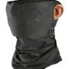 Lightweight cycling bandana, ice silk fabric, breathable half face mask. Heathered gray/blue, finely stitched edges, ergonomi