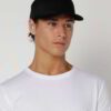 Close-up of soft, organic cotton cap; visible stitching, textured fabric. Comfortable headwear, muted earthy tones. Ethical f