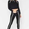Sportswear tracksuits: close-knit fabric, contrast piping. Zippered jacket, tailored fit pants. Durable training gear with de