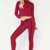 Sportswear tracksuits: close-knit fabric, contrast piping. Zippered jacket, tailored fit pants. Durable training gear with de
