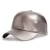 Chocolate brown faux leather baseball cap. Classic six-panel design with tonal stitching detail. Stylish ball cap with a subt