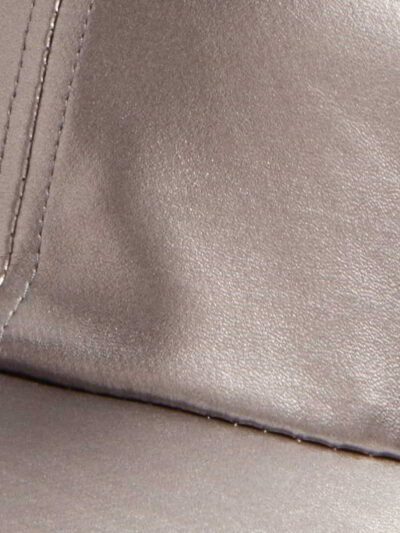 Chocolate brown faux leather baseball cap. Classic six-panel design with tonal stitching detail. Stylish ball cap with a subt
