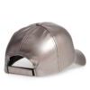 Chocolate brown faux leather baseball cap. Classic six-panel design with tonal stitching detail. Stylish ball cap with a subt