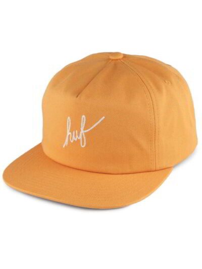 Close-up of a structured baseball cap. Front embroidered script, likely cotton twill texture, crisp stitching. Great for team