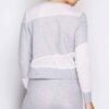 Grey mesh sweatsuit for women: textured athletic fabric, breathable weave, tailored fit. Custom wholesale options available.