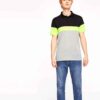 Close-up of a premium cotton polo shirt, textured fabric, clean stitching. Breathable men's wear, available in various colors