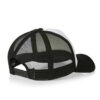 Close-up of lightweight mesh running hat. Breathable fabric, precise stitching, structured brim. Hints of blue/gray color var