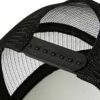Close-up of lightweight mesh running hat. Breathable fabric, precise stitching, structured brim. Hints of blue/gray color var