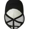 Close-up of lightweight mesh running hat. Breathable fabric, precise stitching, structured brim. Hints of blue/gray color var