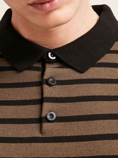 Close-up: premium polo shirts in soft, breathable fabric. Fine stitching, subtly textured. Ideal corporate apparel in various