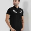 Close-up of a well-stitched polo shirt. Notice the soft pique knit fabric, short sleeves and neat button placket. Ideal for b