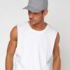 Grey men's cap with subtle textured fabric. Curved brim, clean stitching. Adjustable back closure. Casual, understated style.