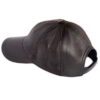 Supple black leather cadet cape, showcasing fine stitching and a relaxed drape. Collar detail prominent. Luxurious texture an