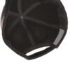 Supple black leather cadet cape, showcasing fine stitching and a relaxed drape. Collar detail prominent. Luxurious texture an
