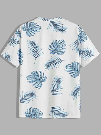 Men's T-shirt with vibrant tropical leaves print. Soft sublimation fabric, clean stitching. Lightweight and breathable, perfe