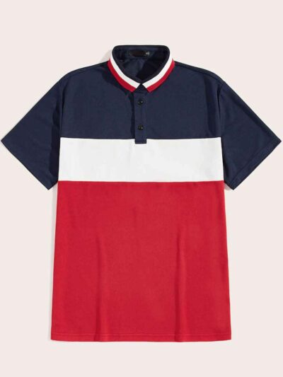 Classic short sleeve polo shirt in a rich blue hue; fine cotton knit texture with neat, custom embroidery detail on the chest