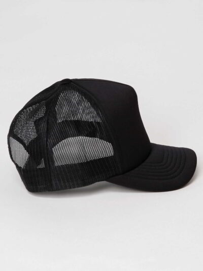 Trucker hat with breathable mesh back. Structured front panel, curved brim, and contrasting stitch detail. Perfect for custom