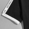 White t-shirt with diamond print and letter tape trim. Ribbed neck & sleeves. Soft cotton texture, clean stitching detail. -