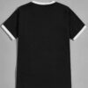 White t-shirt with diamond print and letter tape trim. Ribbed neck & sleeves. Soft cotton texture, clean stitching detail. -