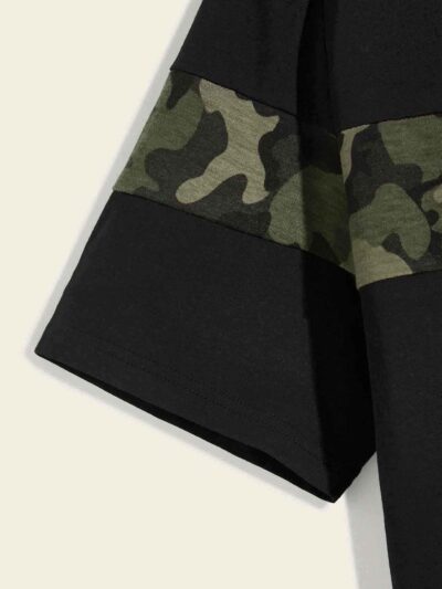 Men's camo striped t-shirt. Soft jersey knit, unique camouflage pattern, subtle stripes, crew neck, fine stitching. Urban sty