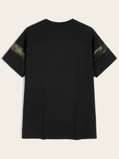Men's camo striped t-shirt. Soft jersey knit, unique camouflage pattern, subtle stripes, crew neck, fine stitching. Urban sty