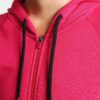Raglan sleeve hooded tracksuit. Heathered knit, soft texture. Detailed stitching highlights modern design. Sporty loungewear