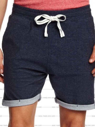 Close-up of lightweight running shorts, breathable polyester fabric texture, reinforced stitching. Ideal for activewear, colo
