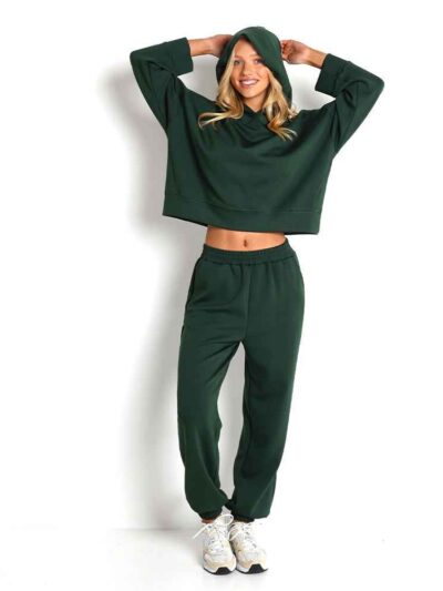 Women's tracksuit set. Soft, breathable fabric with subtle sheen. Athletic fit, clean stitching. Quick-dry sweatpants and jac