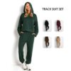 Women's tracksuit set. Soft, breathable fabric with subtle sheen. Athletic fit, clean stitching. Quick-dry sweatpants and jac
