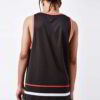 Close-up of a soft, cotton tank top. Fine stitching highlights the armhole. Breathable, lightweight fabric in a heathered gre