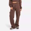 Women's two-piece tracksuit. Soft heather gray fabric, ribbed cuffs. Casual sweat suit with clean stitching and a comfortable