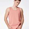 Fitness tank tops: heather gray and solid black. Breathable knit fabric, clean seams, athletic fit. Ideal for gym wear. - Vie