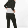 Paneled pullover hooded tracksuit. Soft fleece fabric. Accented stitching, drawstring hood. Relaxed fit, versatile athletic w