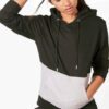 Paneled pullover hooded tracksuit. Soft fleece fabric. Accented stitching, drawstring hood. Relaxed fit, versatile athletic w