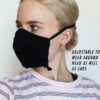 Reusable face mask, soft fabric, visible stitching detail. Breathable medical-style mask, adjustable ear loops for snug fit.