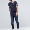 Close-up of blank, custom-printed t-shirts. Notice soft, cotton blend fabric and durable double-needle stitching. Vibrant col