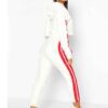 Petite crop hoody tracksuit with sporty side stripe. Soft-knit feel. Joggers with elastic waist. Heathered fabric effect. - V