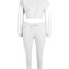 Petite crop hoody tracksuit with sporty side stripe. Soft-knit feel. Joggers with elastic waist. Heathered fabric effect. - V
