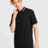 Close-up of a blank polo shirt. Smooth pique knit, clean stitching. Ready for printing, embroidery. Available in various colo