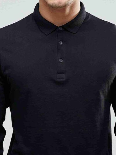 Close-up of cotton polo shirt fabric. Fine knit, smooth texture, durable stitching. Perfect blank canvas for custom designs.