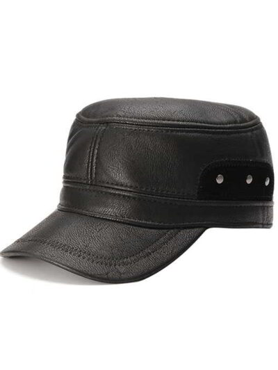 Close-up of a heather gray bomber hat, polar fleece lining visible. Adjustable ear flaps with quilted stitching detail offer