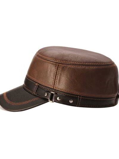 Close-up of a heather gray bomber hat, polar fleece lining visible. Adjustable ear flaps with quilted stitching detail offer