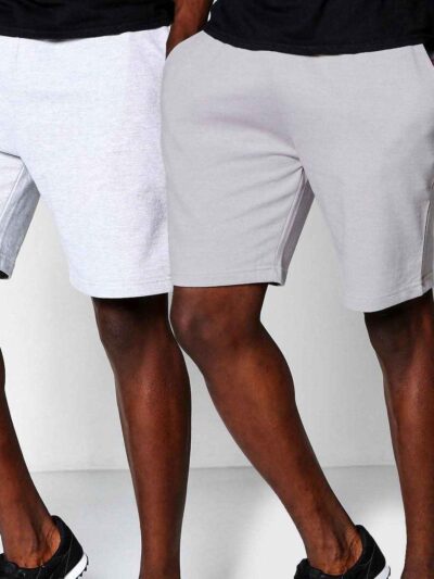 Lightweight gym shorts in heather grey; breathable mesh panels enhance ventilation. Close-up shows fine stitching detail and