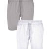 Lightweight gym shorts in heather grey; breathable mesh panels enhance ventilation. Close-up shows fine stitching detail and